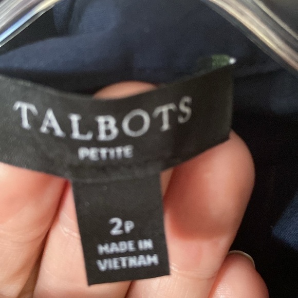 Talbots Sutton navy 100% cotton shirt dress , pockets, buttons, missing belt 2P - Picture 4 of 8